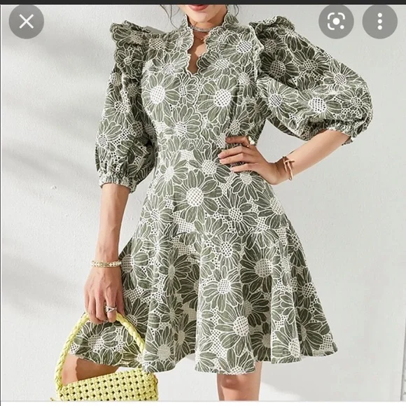 ❌SOLD OUT❌💚🍦NEW WITH TAGS🍦💚Maje dress in embroidered fabric size 36 US 2/4 - Picture 6 of 9